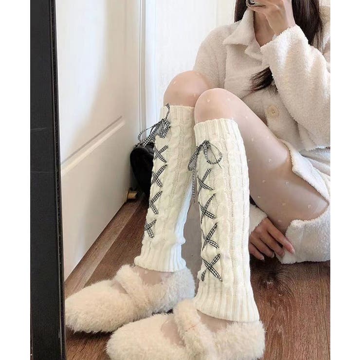 レースアップニットレッグウォーマー暖かい | SUNSHINE CLOSET | 詳細画像3 