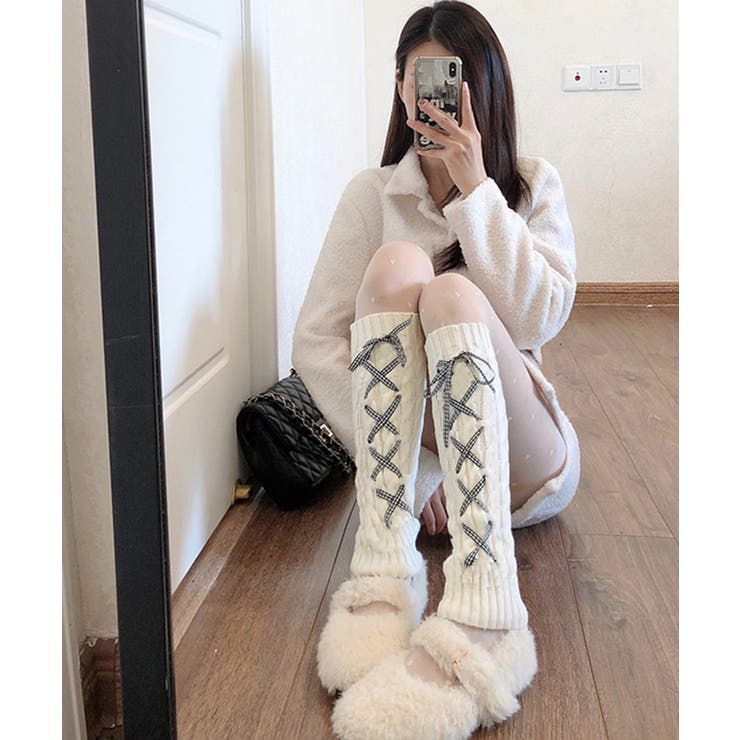 レースアップニットレッグウォーマー暖かい | SUNSHINE CLOSET | 詳細画像4 