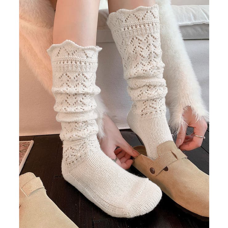 クロシェ編みロングソックス 透かし柄ハイソックス美脚 おしゃれ靴下 | SUNSHINE CLOSET | 詳細画像14 