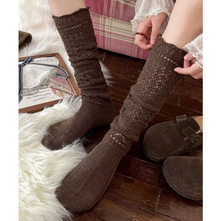 クロシェ編みロングソックス 透かし柄ハイソックス美脚 おしゃれ靴下 | SUNSHINE CLOSET | 詳細画像24 