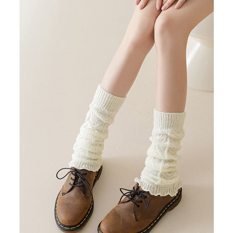 秋冬リブ編みニットレッグカバー 暖かルーズソックス韓国ガーリーバレエコア あった… | SUNSHINE CLOSET | 詳細画像2 