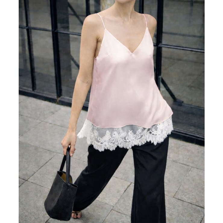 細めストラップキャミトップ レディース 上品光沢感アシンメトリーロングキャミ | SUNSHINE CLOSET | 詳細画像12 