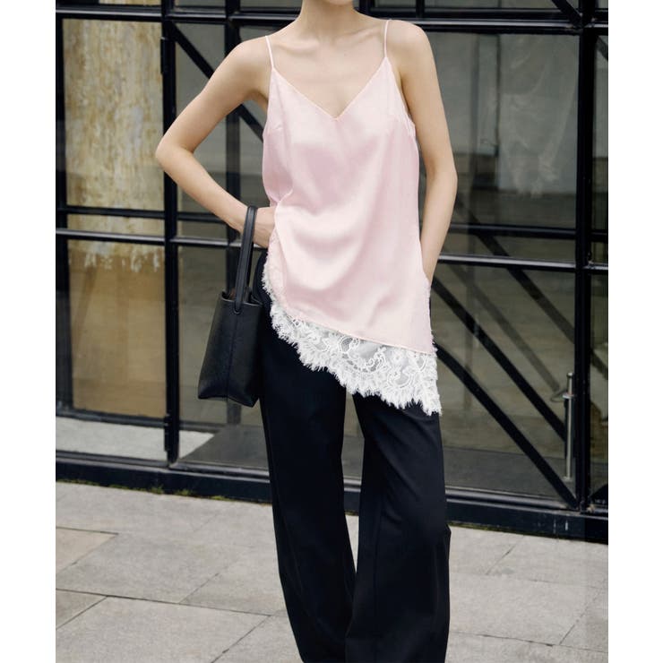 細めストラップキャミトップ レディース 上品光沢感アシンメトリーロングキャミ | SUNSHINE CLOSET | 詳細画像13 