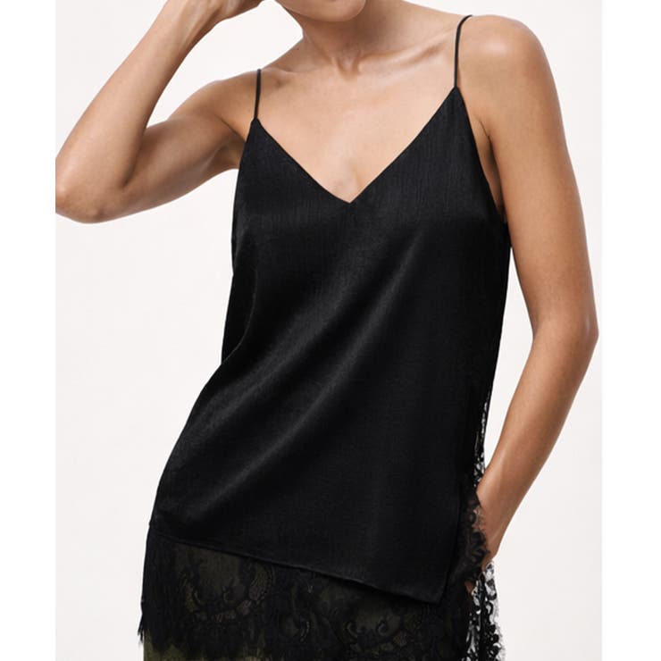 細めストラップキャミトップ レディース 上品光沢感アシンメトリーロングキャミ | SUNSHINE CLOSET | 詳細画像4 