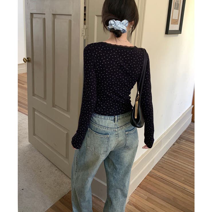 ショート丈インナートップス 小花柄と無地 リブTシャツ | SUNSHINE CLOSET | 詳細画像15 