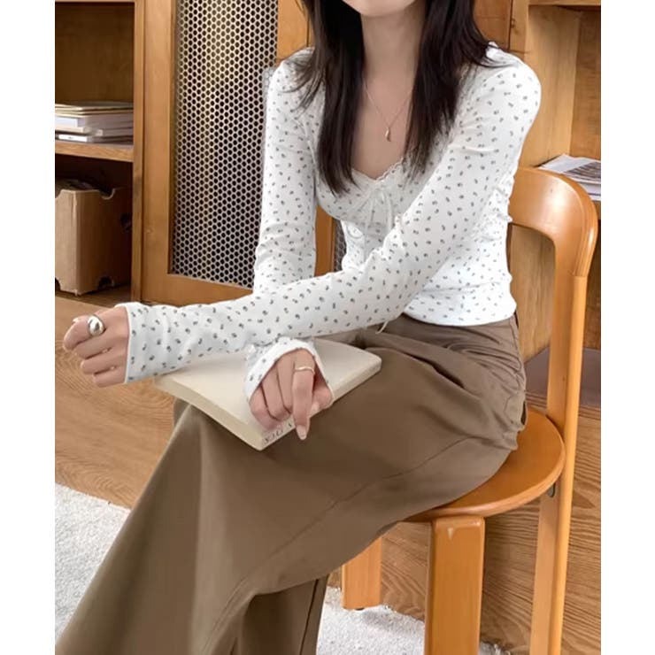 ショート丈インナートップス 小花柄と無地 リブTシャツ | SUNSHINE CLOSET | 詳細画像3 