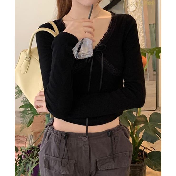 ショート丈インナートップス 小花柄と無地 リブTシャツ | SUNSHINE CLOSET | 詳細画像5 