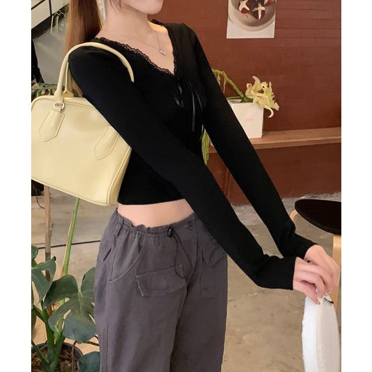 ショート丈インナートップス 小花柄と無地 リブTシャツ | SUNSHINE CLOSET | 詳細画像6 