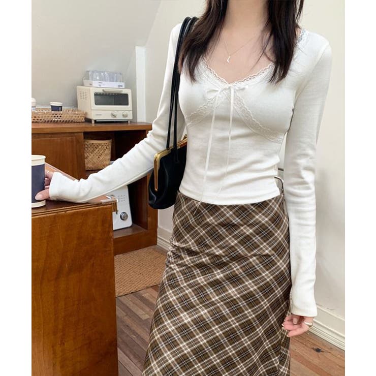 ショート丈インナートップス 小花柄と無地 リブTシャツ | SUNSHINE CLOSET | 詳細画像8 