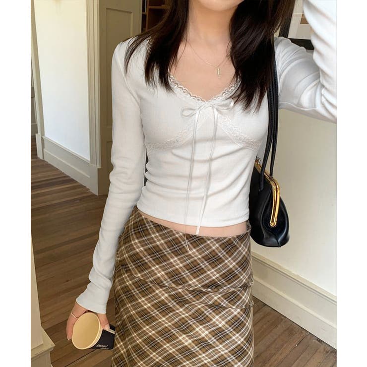 ショート丈インナートップス 小花柄と無地 リブTシャツ | SUNSHINE CLOSET | 詳細画像9 