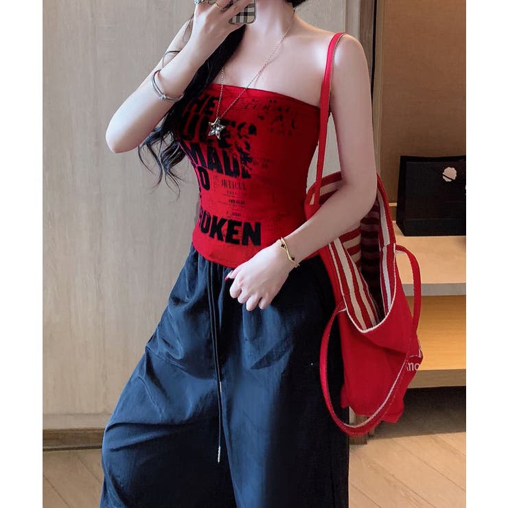 オフショルダーロゴtレディース 落ちないイラストチューブトップずれない ストリー… | SUNSHINE CLOSET | 詳細画像19 