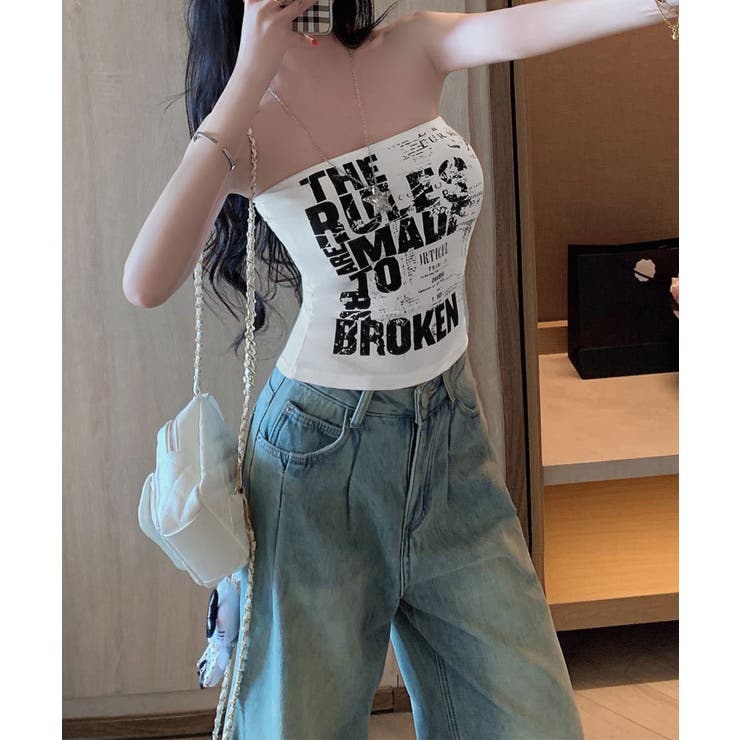 オフショルダーロゴtレディース 落ちないイラストチューブトップずれない ストリー… | SUNSHINE CLOSET | 詳細画像7 
