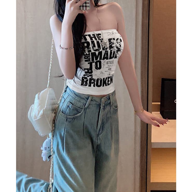 オフショルダーロゴtレディース 落ちないイラストチューブトップずれない ストリー… | SUNSHINE CLOSET | 詳細画像8 