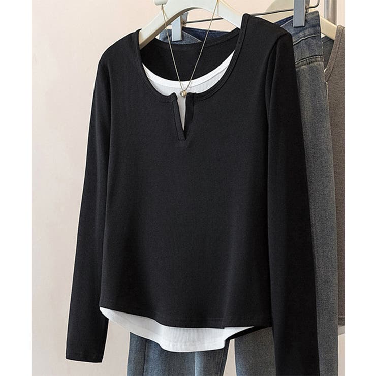 レイヤード風Tシャツ スリットネック秋服 | SUNSHINE CLOSET | 詳細画像13 