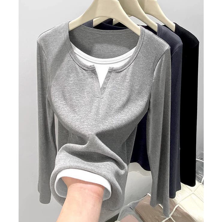 レイヤード風Tシャツ スリットネック秋服 | SUNSHINE CLOSET | 詳細画像14 