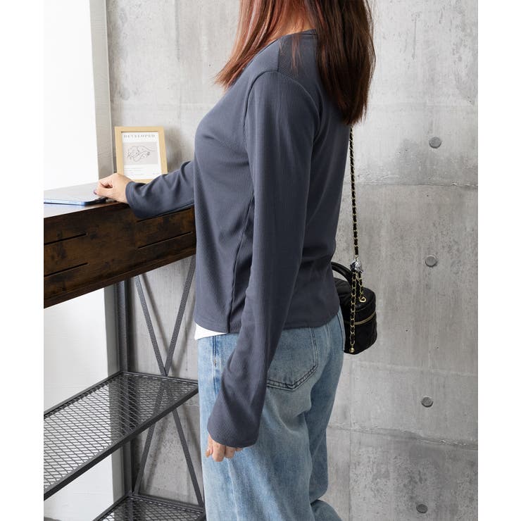 レイヤード風Tシャツ スリットネック秋服 | SUNSHINE CLOSET | 詳細画像19 