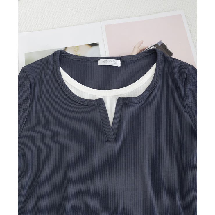 レイヤード風Tシャツ スリットネック秋服 | SUNSHINE CLOSET | 詳細画像24 