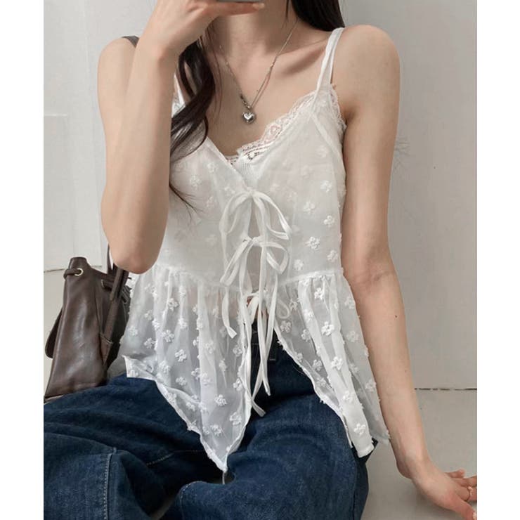 フロントリボンシアーキャミソール レイヤードトップス体型カバー きれいめカジュア… | SUNSHINE CLOSET | 詳細画像12 