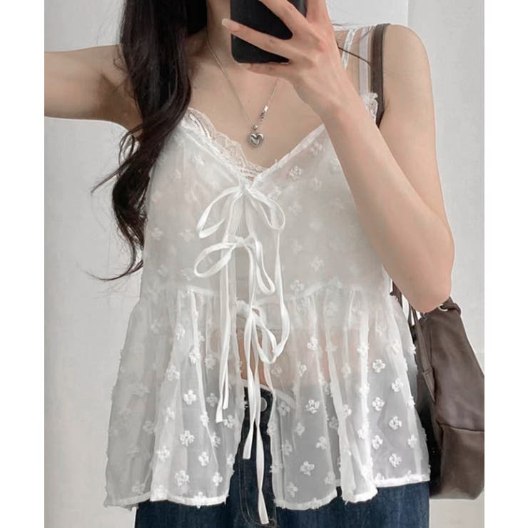 フロントリボンシアーキャミソール レイヤードトップス体型カバー きれいめカジュア… | SUNSHINE CLOSET | 詳細画像14 