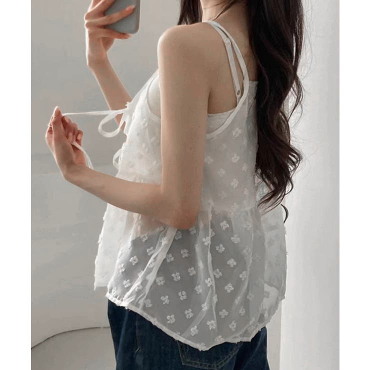 フロントリボンシアーキャミソール レイヤードトップス体型カバー きれいめカジュア… | SUNSHINE CLOSET | 詳細画像5 