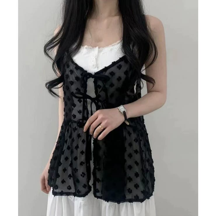 フロントリボンシアーキャミソール レイヤードトップス体型カバー きれいめカジュア… | SUNSHINE CLOSET | 詳細画像6 