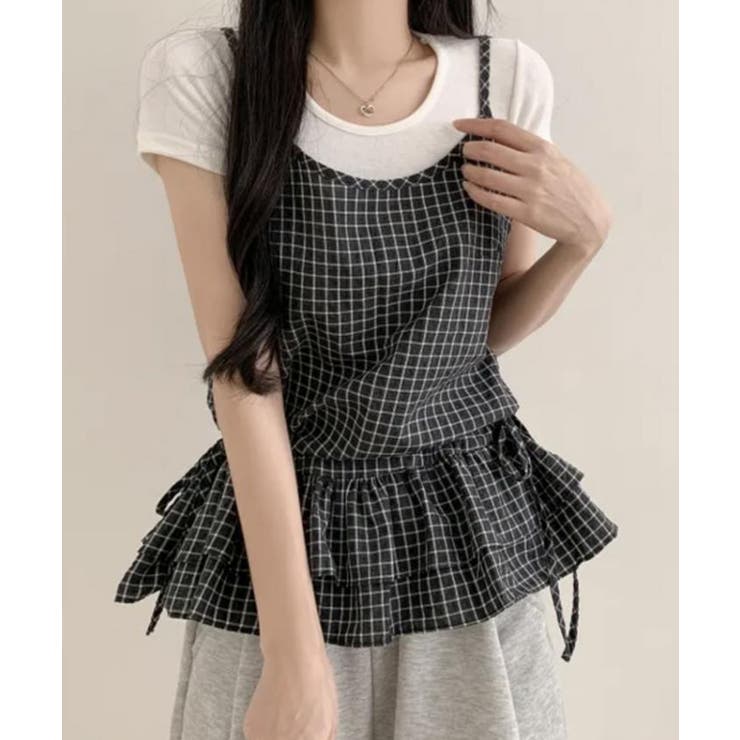 レディース サイドリボン重ね着トップス ペプラム裾 | SUNSHINE CLOSET | 詳細画像2 