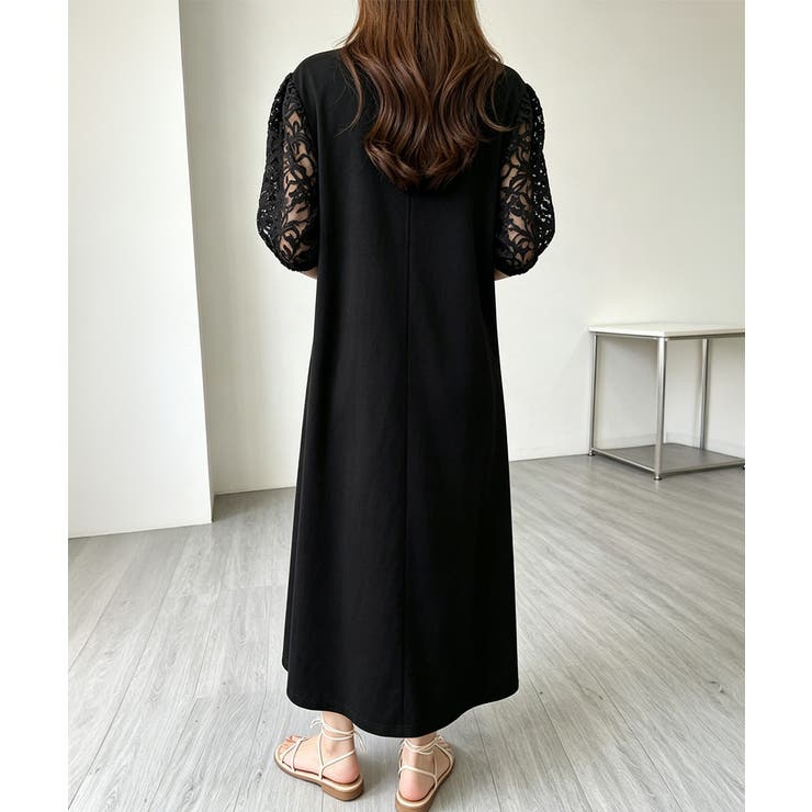 大人の抜け感ワンピレディース 体型カバー 立体花柄レース袖切替ワンピ春夏 | SUNSHINE CLOSET | 詳細画像22 