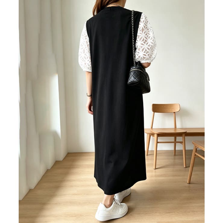 大人の抜け感ワンピレディース 体型カバー 立体花柄レース袖切替ワンピ春夏 | SUNSHINE CLOSET | 詳細画像4 