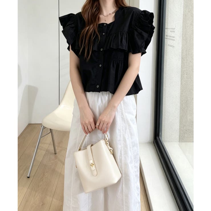 大人可愛いストライプシャツ きれいめフェミニン フレンチスリーブブラウス | SUNSHINE CLOSET | 詳細画像8 