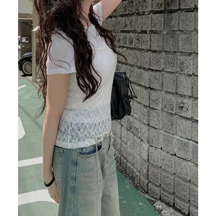 花柄レースインナー シースルーキャミ ビスチェ風トップス透け感 | SUNSHINE CLOSET | 詳細画像4 