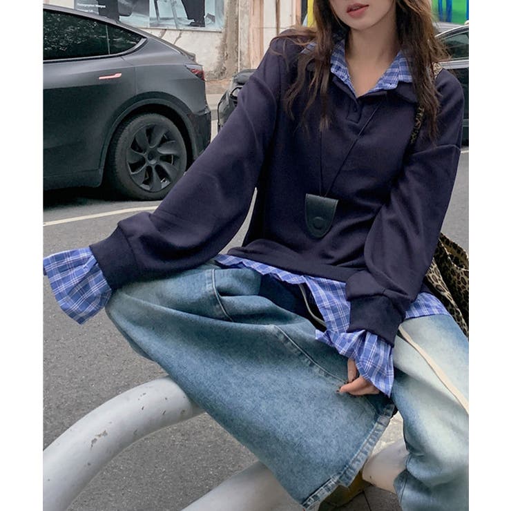 襟付きトレーナービッグシルエットスウェットトップス オーバーサイズ レディース重… | SUNSHINE CLOSET | 詳細画像12 