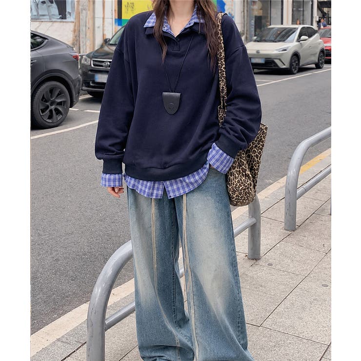 襟付きトレーナービッグシルエットスウェットトップス オーバーサイズ レディース重… | SUNSHINE CLOSET | 詳細画像15 