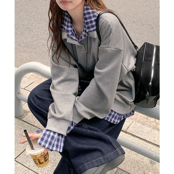 襟付きトレーナービッグシルエットスウェットトップス オーバーサイズ レディース重… | SUNSHINE CLOSET | 詳細画像2 