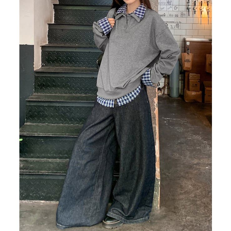 襟付きトレーナービッグシルエットスウェットトップス オーバーサイズ レディース重… | SUNSHINE CLOSET | 詳細画像21 