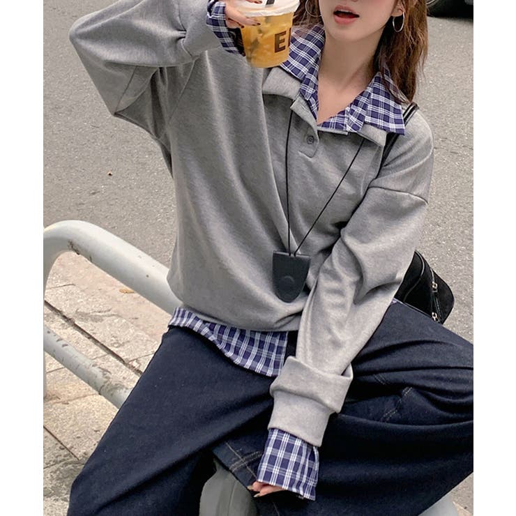 襟付きトレーナービッグシルエットスウェットトップス オーバーサイズ レディース重… | SUNSHINE CLOSET | 詳細画像3 