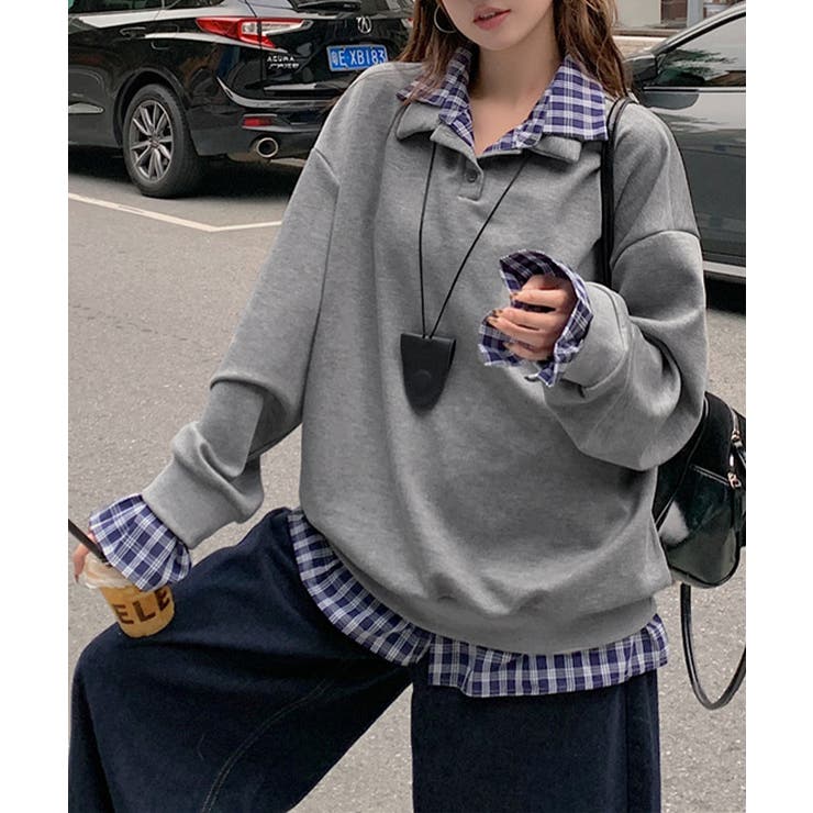 襟付きトレーナービッグシルエットスウェットトップス オーバーサイズ レディース重… | SUNSHINE CLOSET | 詳細画像4 