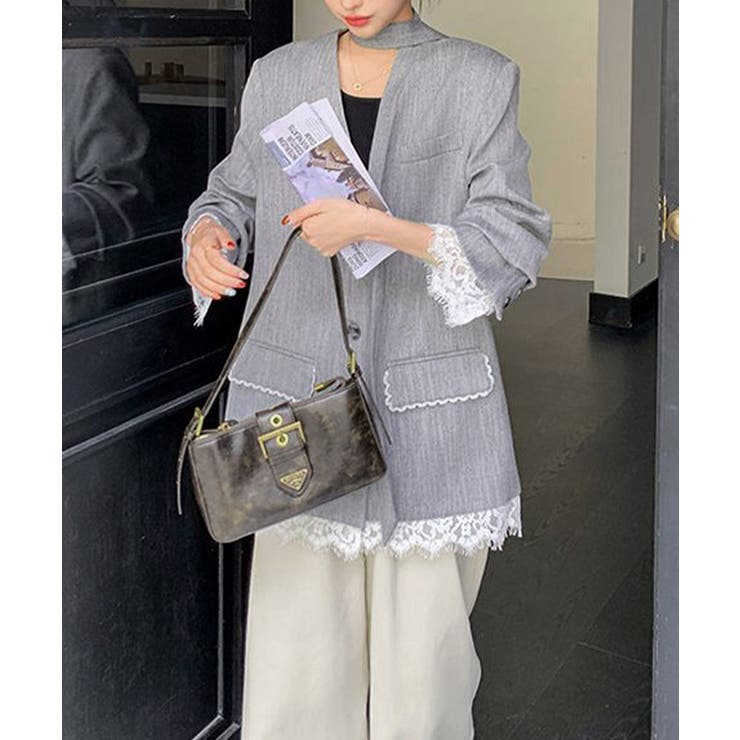 上品フェミニンミドル丈ジャケットウエストマークベルト付ノーカラー羽織り大人可愛い… | SUNSHINE CLOSET | 詳細画像14 