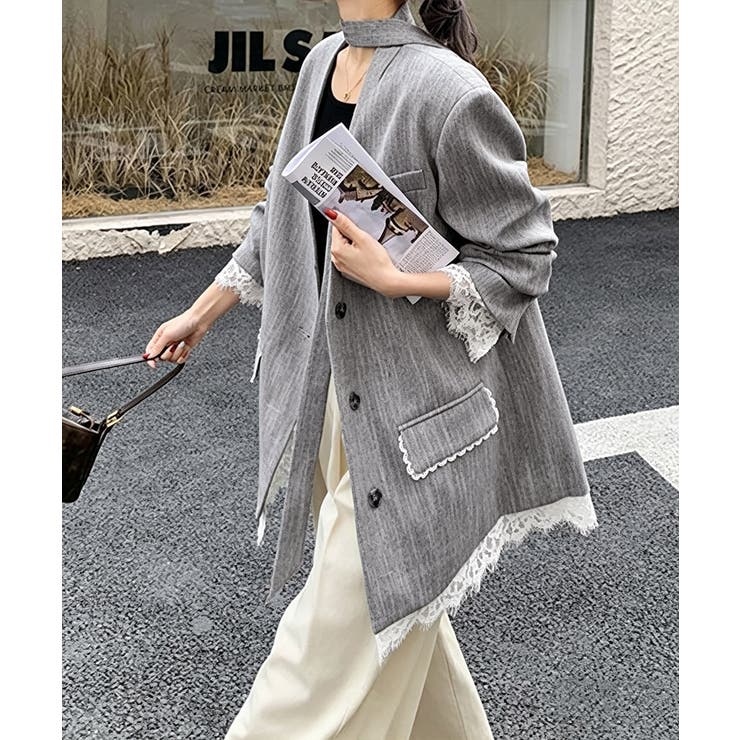 上品フェミニンミドル丈ジャケットウエストマークベルト付ノーカラー羽織り大人可愛い… | SUNSHINE CLOSET | 詳細画像17 