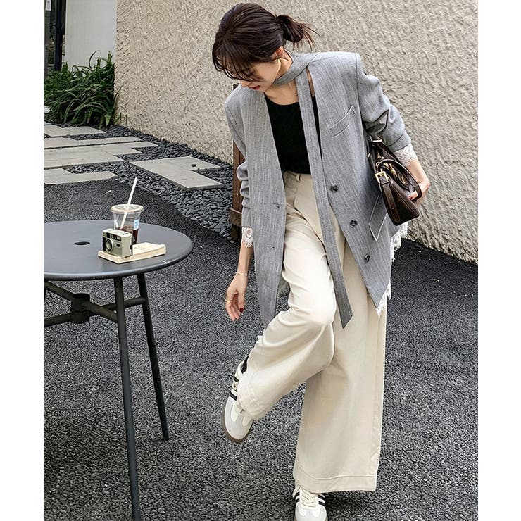 上品フェミニンミドル丈ジャケットウエストマークベルト付ノーカラー羽織り大人可愛い… | SUNSHINE CLOSET | 詳細画像21 