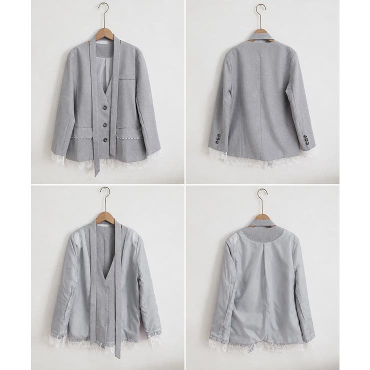 上品フェミニンミドル丈ジャケットウエストマークベルト付ノーカラー羽織り大人可愛い… | SUNSHINE CLOSET | 詳細画像27 