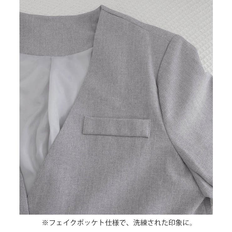 上品フェミニンミドル丈ジャケットウエストマークベルト付ノーカラー羽織り大人可愛い… | SUNSHINE CLOSET | 詳細画像29 
