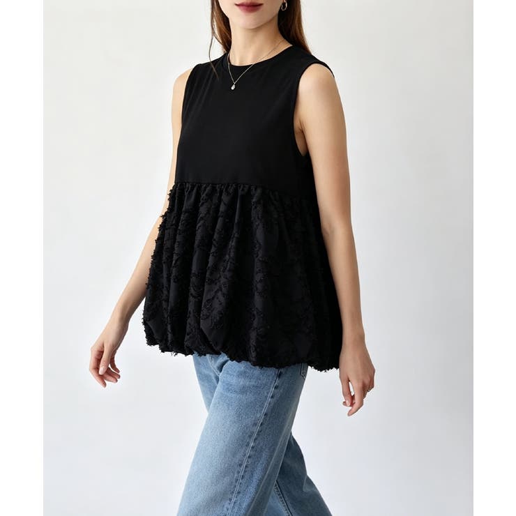 レディース クルーネックtシャツ 華やかなドッキングトップス大人可愛い | SUNSHINE CLOSET | 詳細画像11 