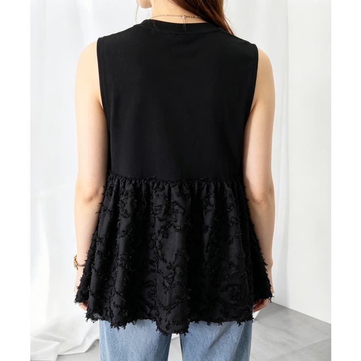 レディース クルーネックtシャツ 華やかなドッキングトップス大人可愛い | SUNSHINE CLOSET | 詳細画像15 