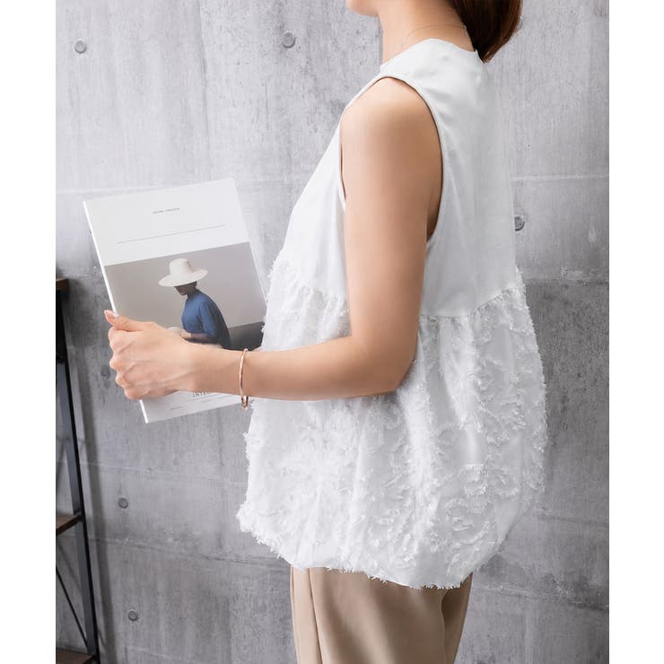 レディース クルーネックtシャツ 華やかなドッキングトップス大人可愛い | SUNSHINE CLOSET | 詳細画像17 