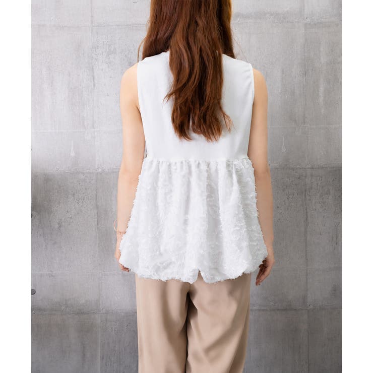 レディース クルーネックtシャツ 華やかなドッキングトップス大人可愛い | SUNSHINE CLOSET | 詳細画像18 