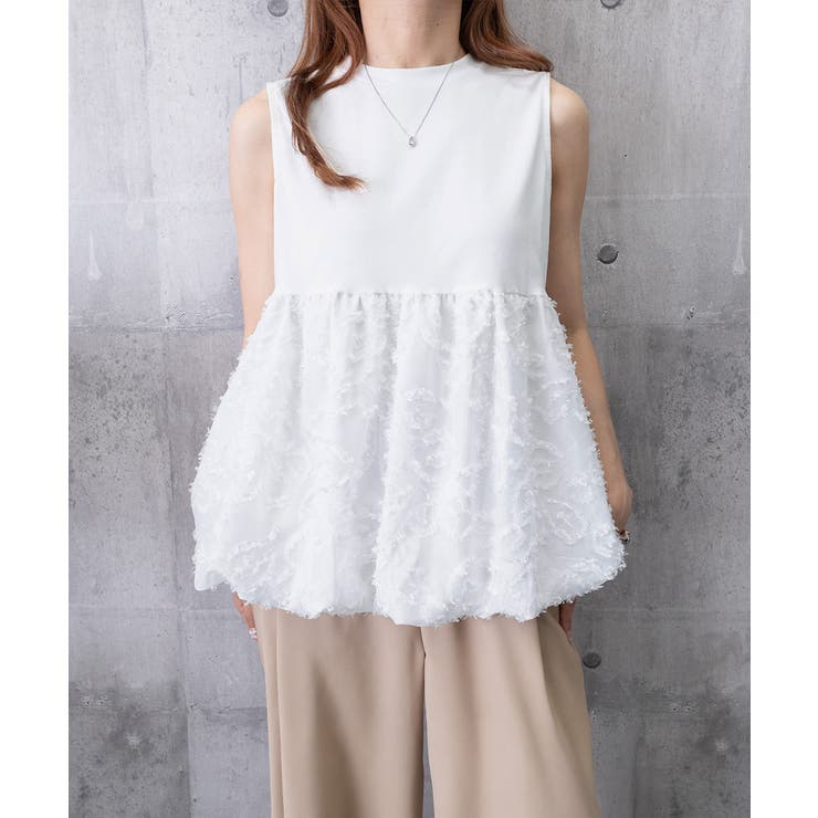 レディース クルーネックtシャツ 華やかなドッキングトップス大人可愛い | SUNSHINE CLOSET | 詳細画像19 