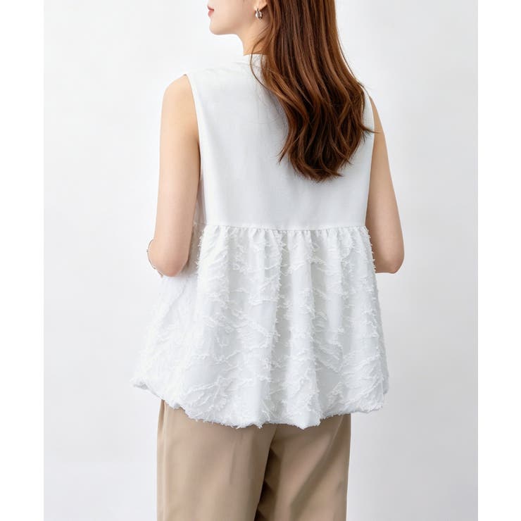 レディース クルーネックtシャツ 華やかなドッキングトップス大人可愛い | SUNSHINE CLOSET | 詳細画像8 