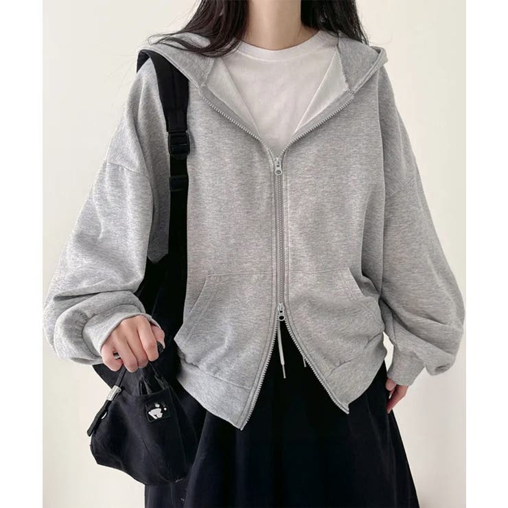 フーディパーカーレディース 薄手スウェットブルゾン ドロップショルダー | SUNSHINE CLOSET | 詳細画像1 
