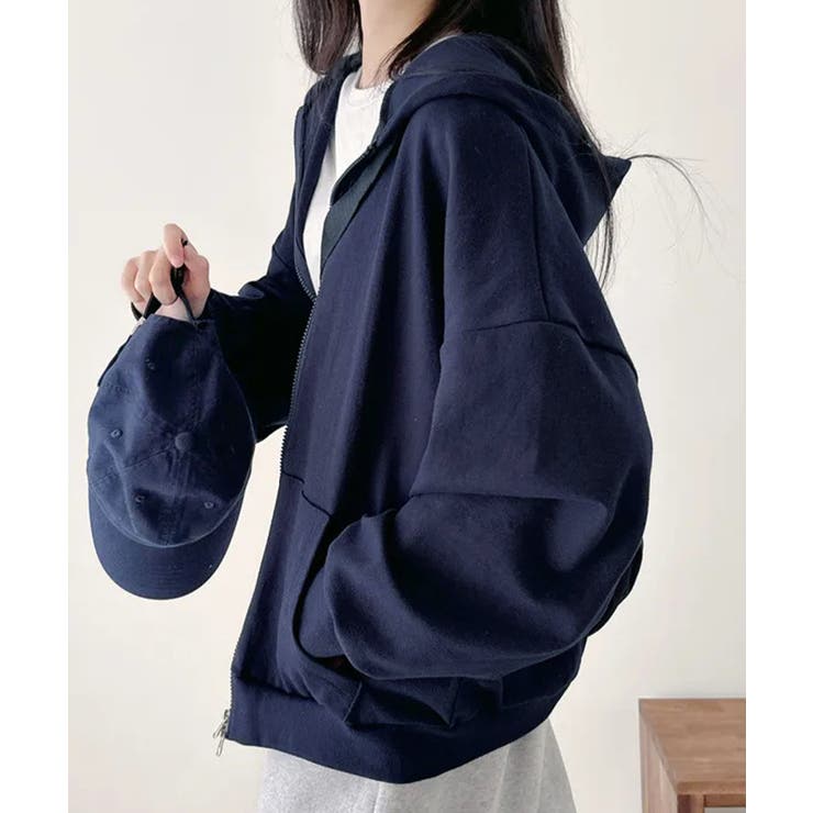 フーディパーカーレディース 薄手スウェットブルゾン ドロップショルダー | SUNSHINE CLOSET | 詳細画像14 