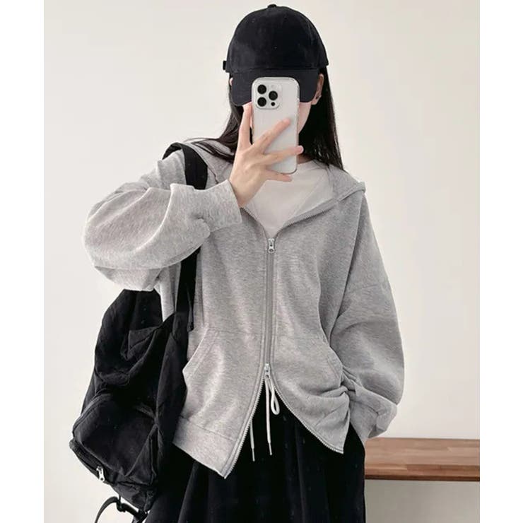 フーディパーカーレディース 薄手スウェットブルゾン ドロップショルダー | SUNSHINE CLOSET | 詳細画像2 